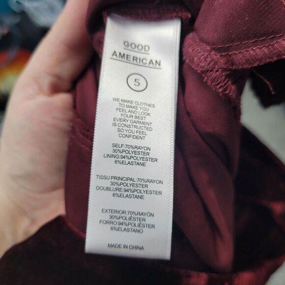 GOOD AMERICAN Crinkle Velvet High Waist Wide Leg Porto Pants size xxl - Picture 6 of 9